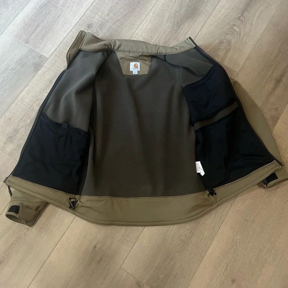 Carhartt‎ 102199 Crowley Jacket Men Small Brown Water Repellent Zip Pocket Nylon - Picture 6 of 16